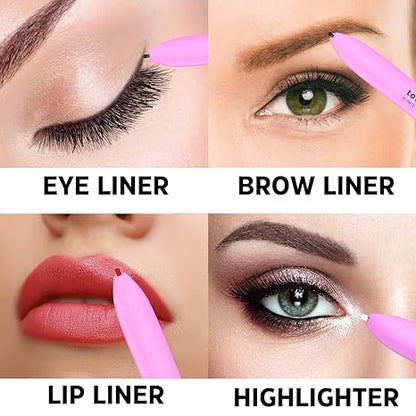 Multi-effect 4 In 1 Eyeliner Eyebrow Pencil Contour Pen Long Lasting Waterproof Cosmetics Eyeliner Makeup Pencil Lip Liner Pen