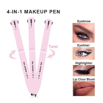 Multi-effect 4 In 1 Eyeliner Eyebrow Pencil Contour Pen Long Lasting Waterproof Cosmetics Eyeliner Makeup Pencil Lip Liner Pen